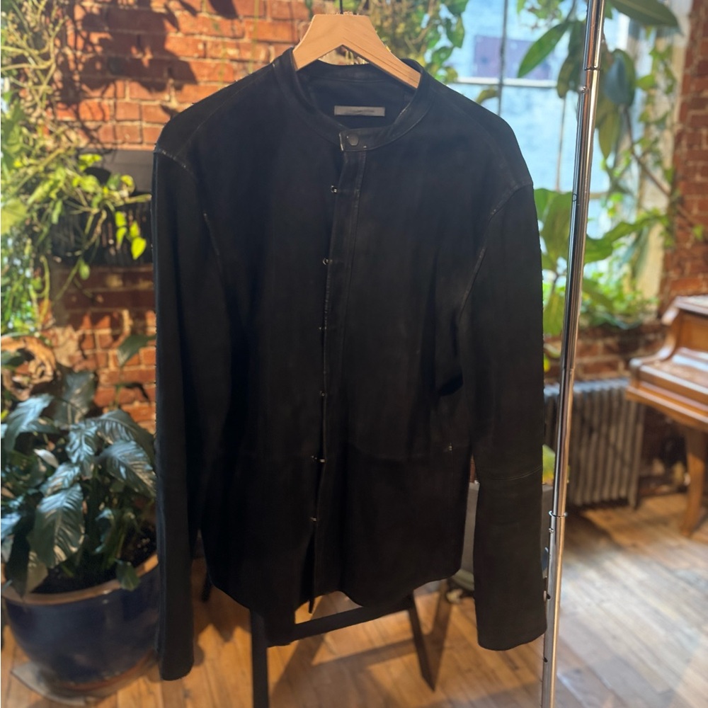John Varvatos Black Men's Leather Jacket Goat Suede - Picture 4 of 8